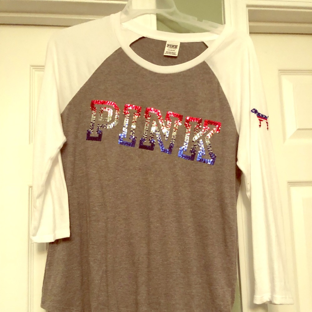 Large PINK 3/4 sleeve patriotic shirt